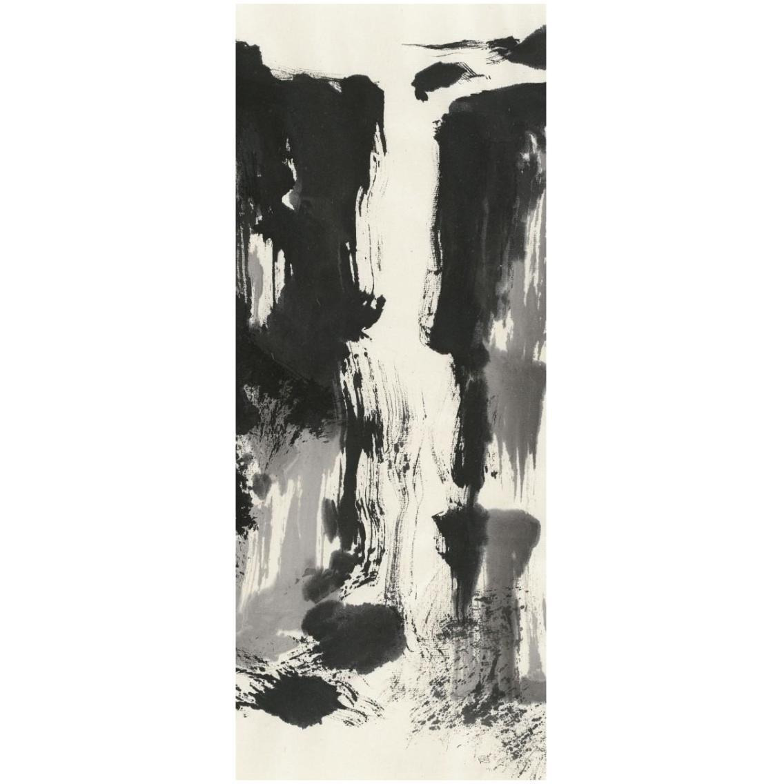 Sumi Waterfall View IV Panel -Paper Art-14&quotx32"