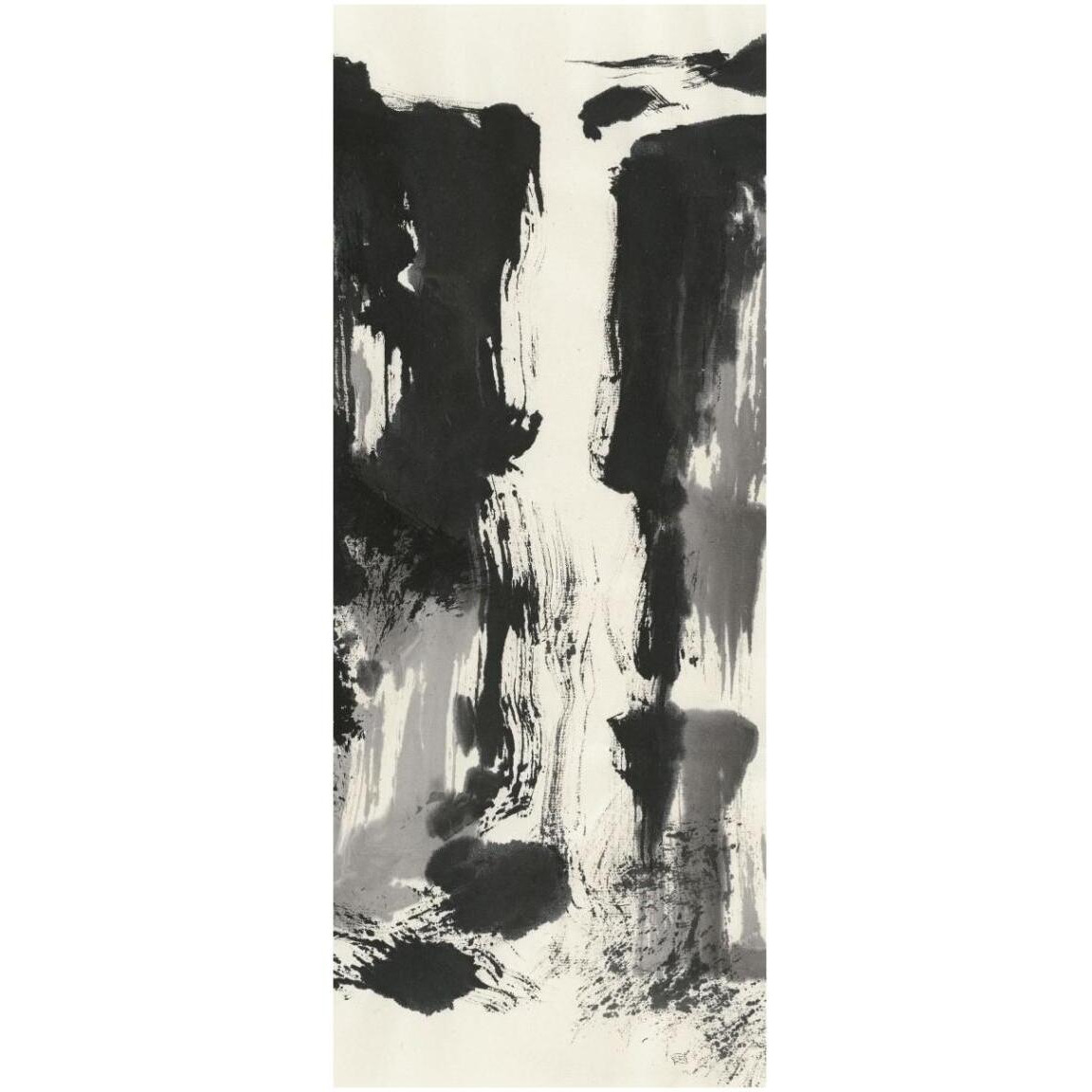 Sumi Waterfall View IV Panel -Paper Art-18&quotx42"