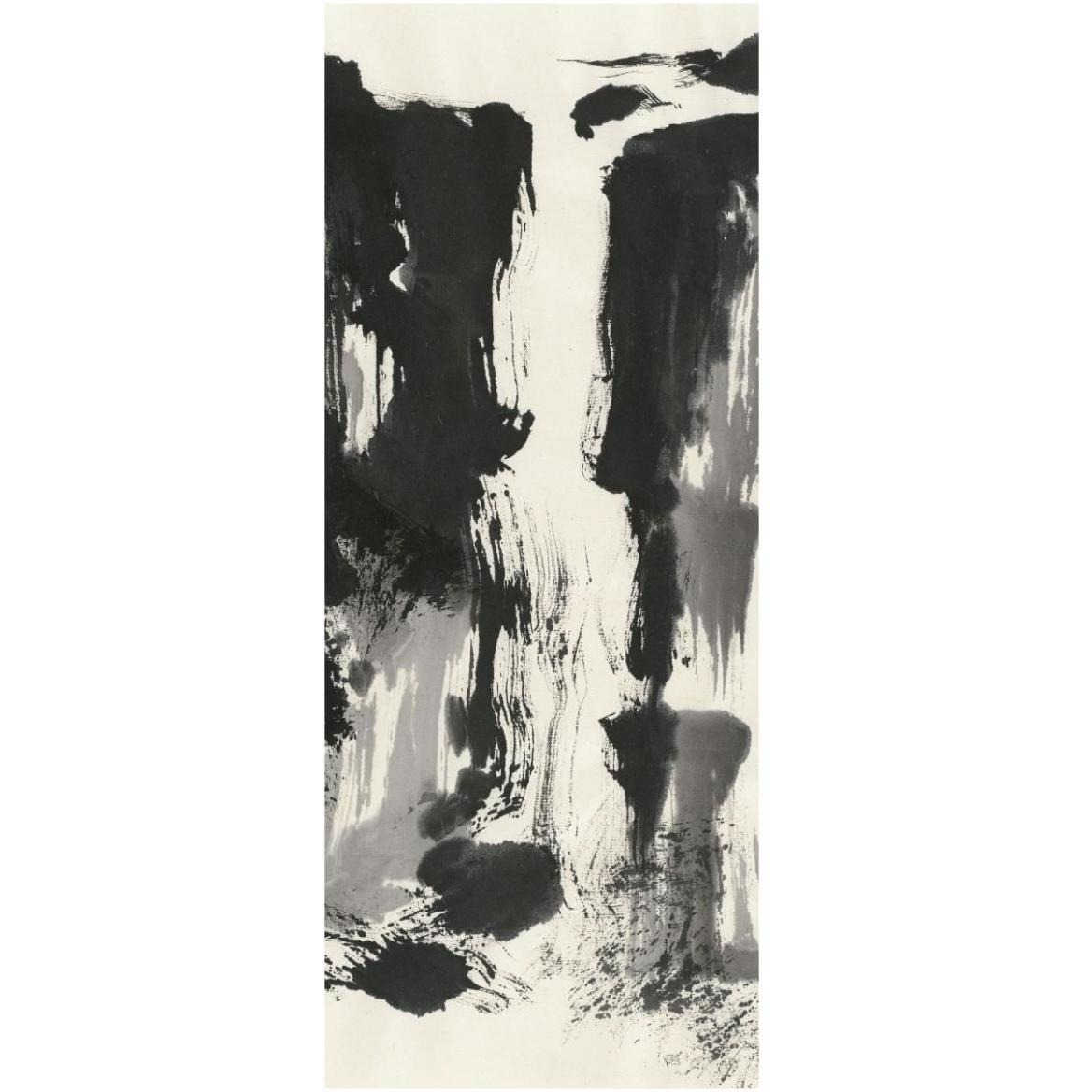 Sumi Waterfall View IV Panel -Paper Art-26&quotx62"