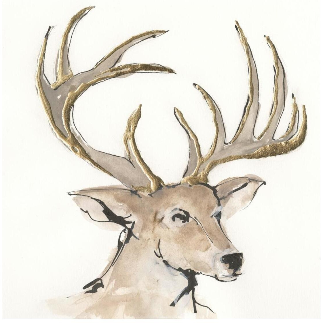 Gilded Mule Deer -Paper Art-26&quotx26"