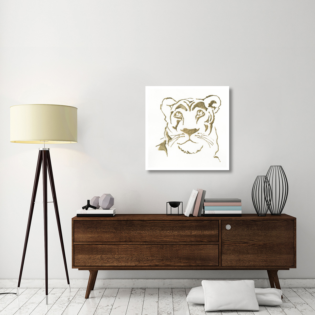 Gilded Lioness -Paper Art-32&quotx32"