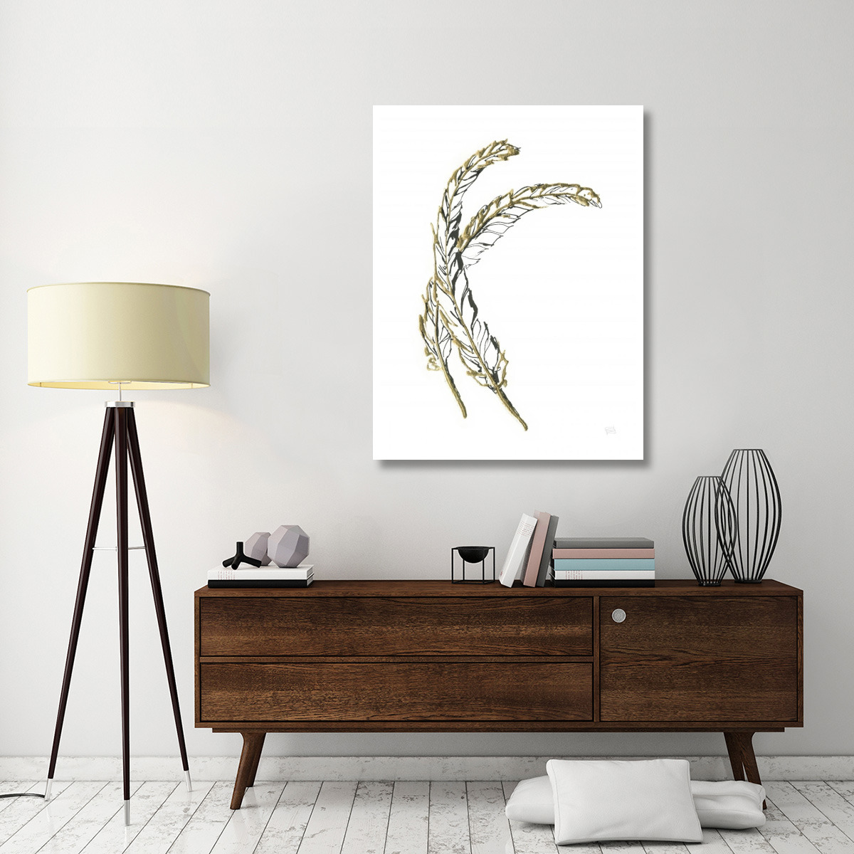 Gilded Hackles Feather -Paper Art-38&quotx50"