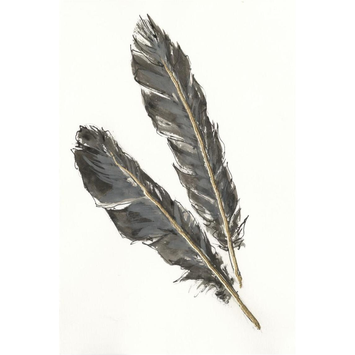 Gold Feathers III -Paper Art-14&quotx20"