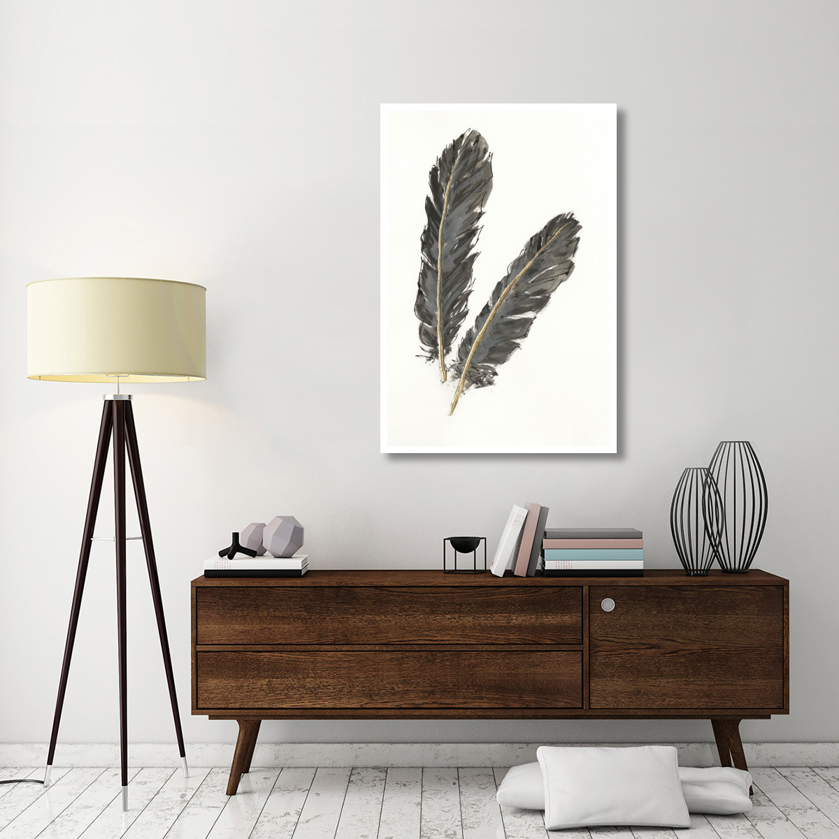 Gold Feathers IV -Paper Art-34&quotx50"