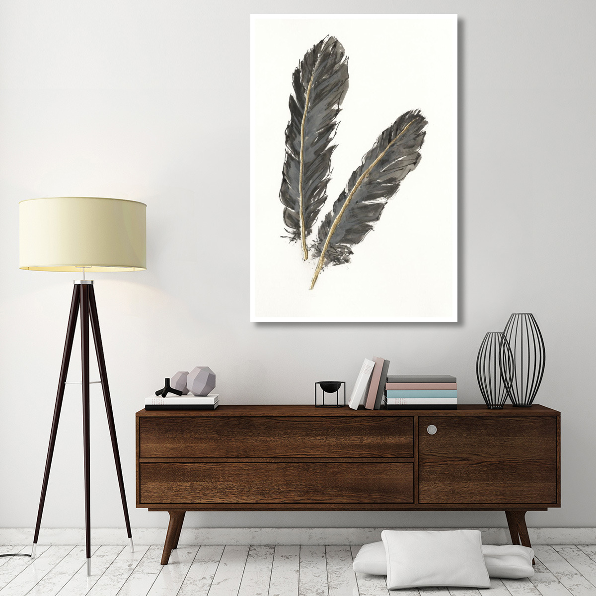 Gold Feathers IV -Paper Art-42&quotx62"