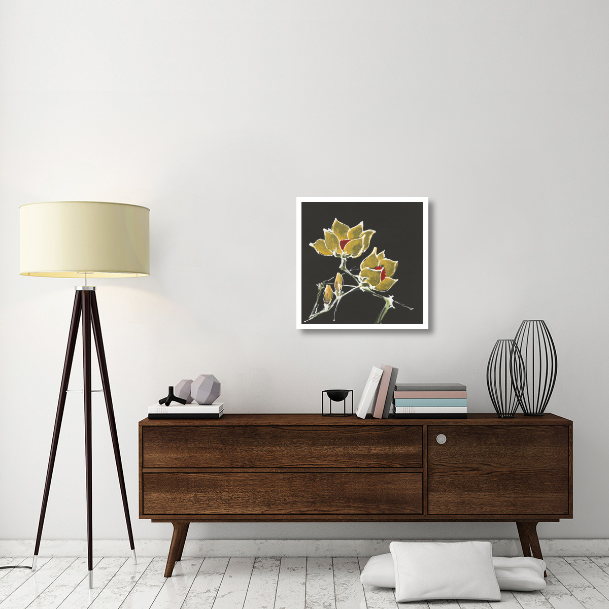 Magnolia on Black II -Paper Art-26&quotx26"