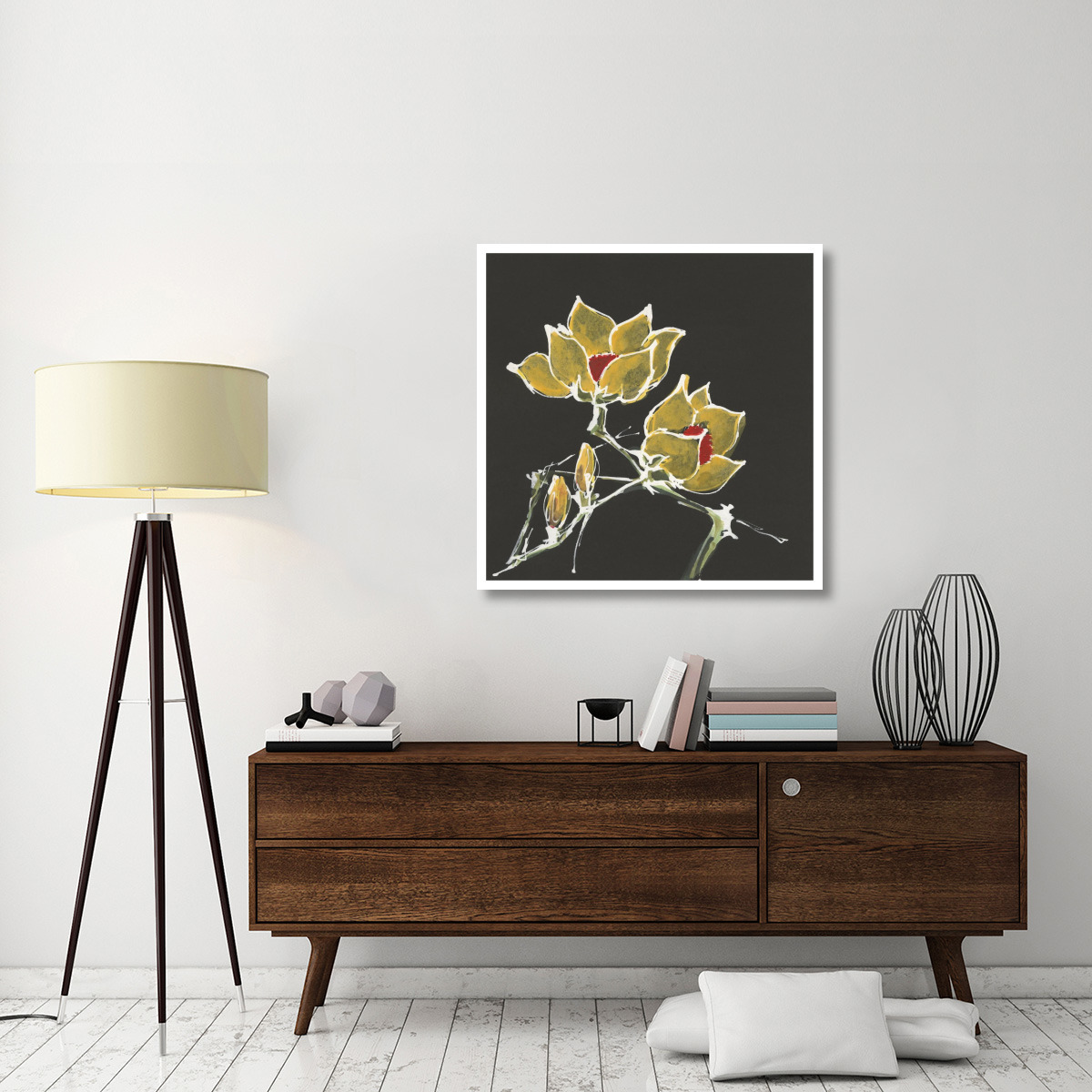 Magnolia on Black II -Paper Art-38&quotx38"