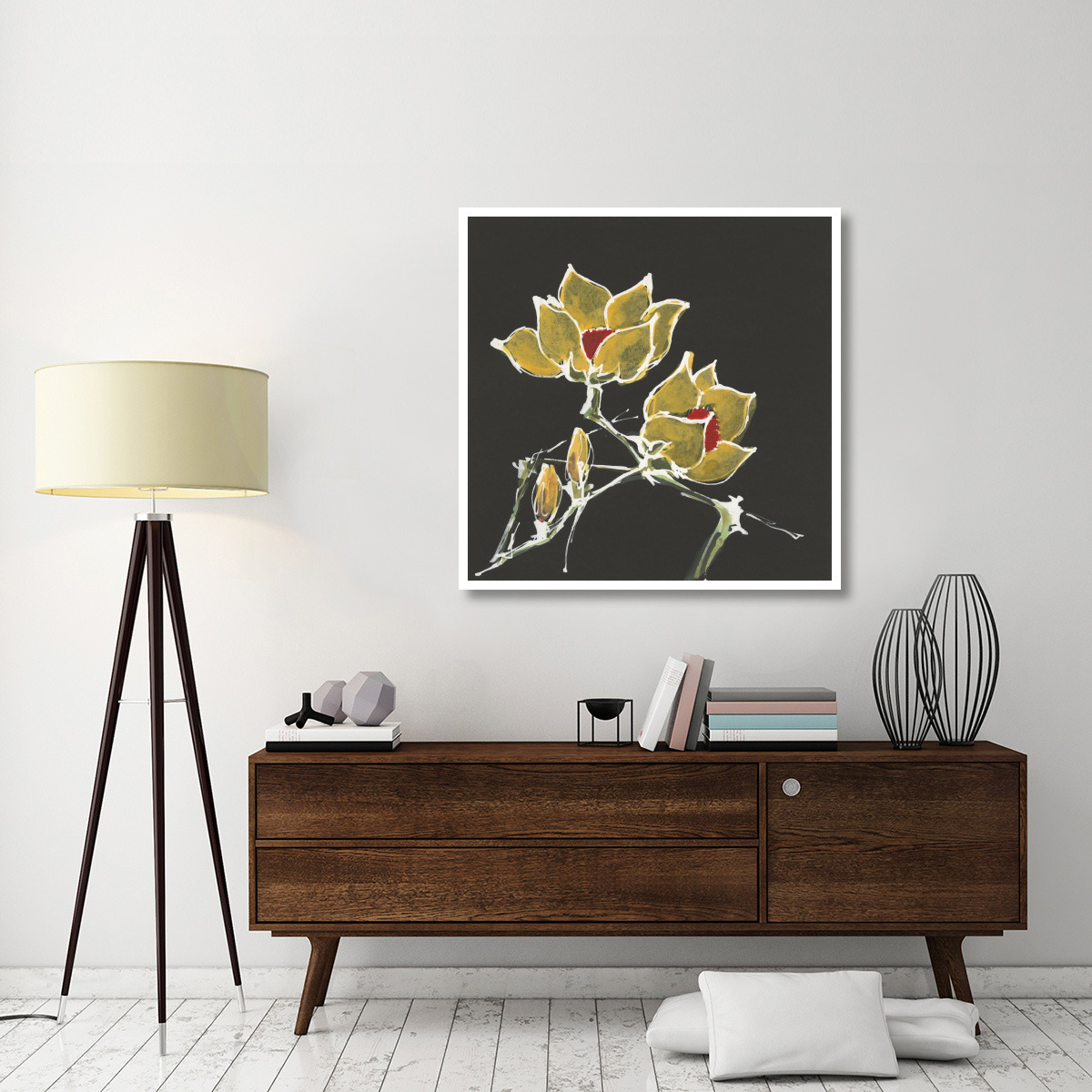 Magnolia on Black II -Paper Art-42&quotx42"