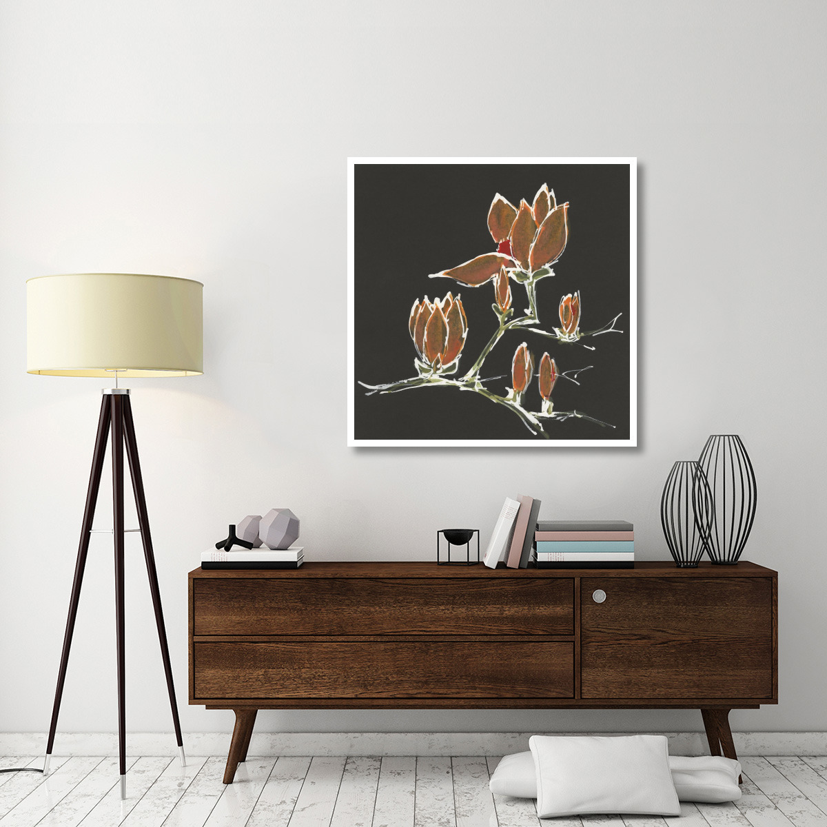 Magnolia on Black IV -Paper Art-42&quotx42"