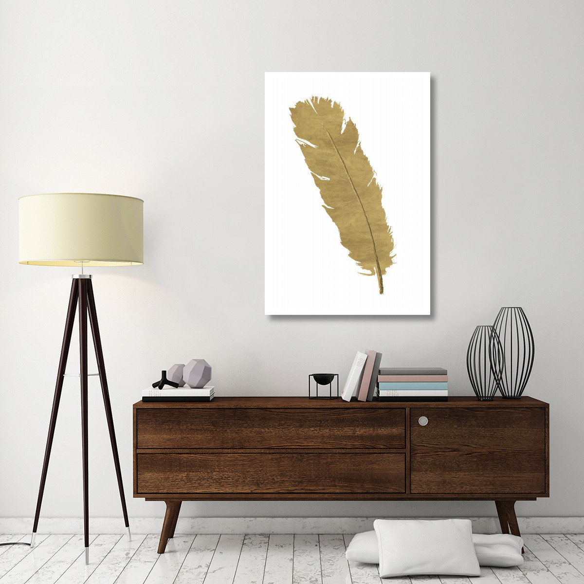 Pure Gold Feather V -Paper Art-34&quotx50"