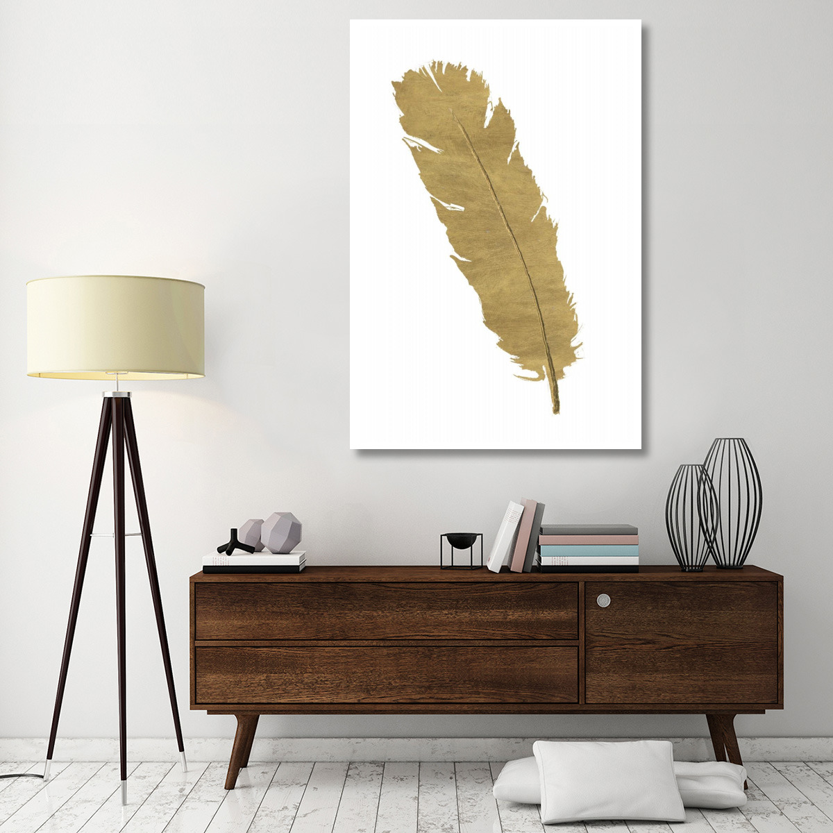 Pure Gold Feather V -Paper Art-42&quotx62"