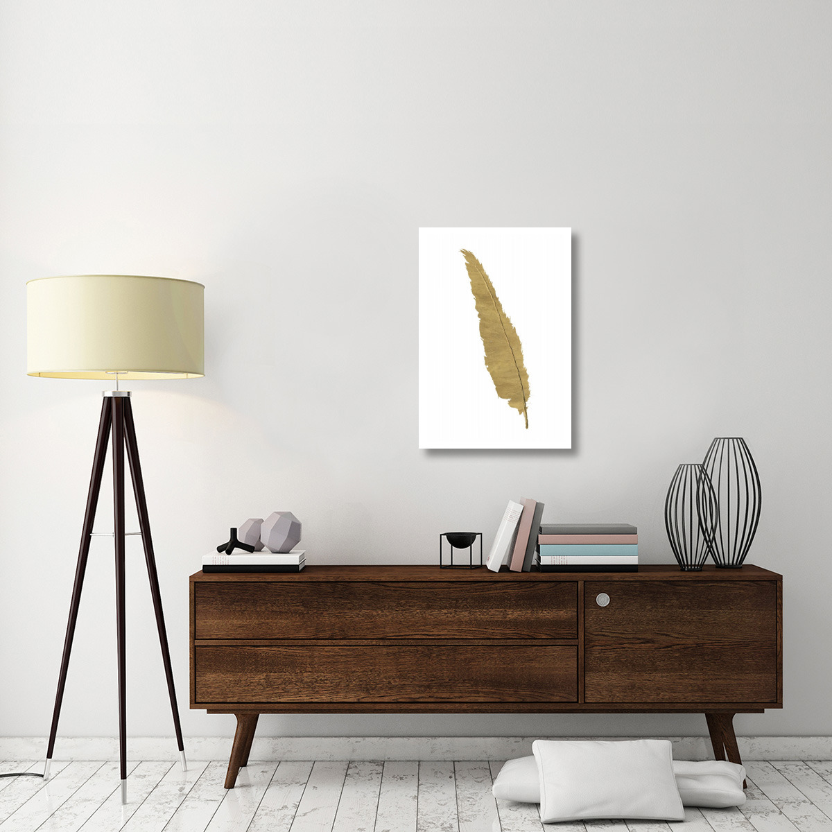 Pure Gold Feather VI -Paper Art-22&quotx32"