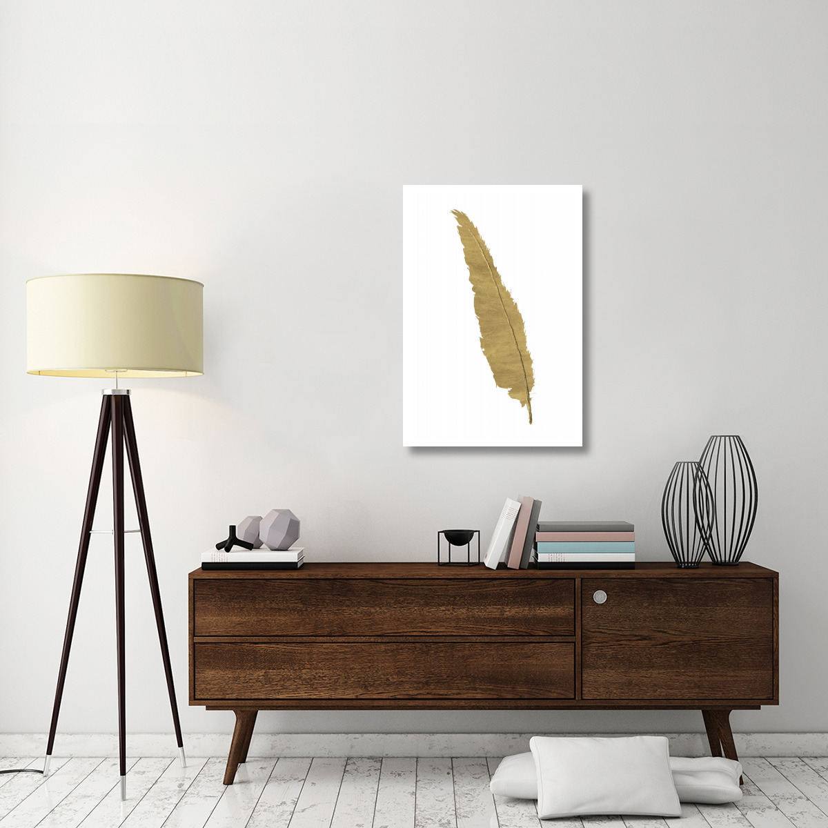 Pure Gold Feather VI -Paper Art-26&quotx38"