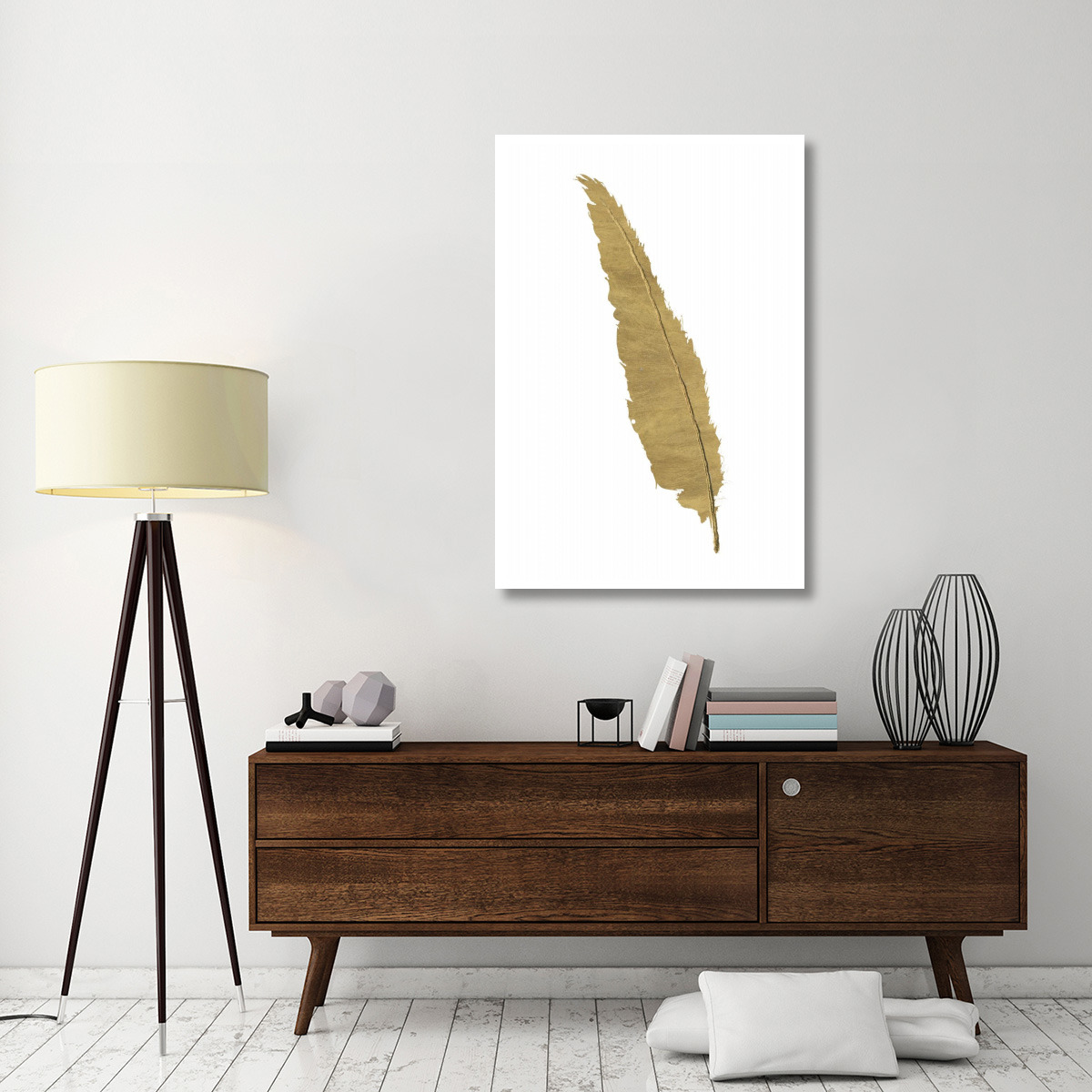 Pure Gold Feather VI -Paper Art-34&quotx50"