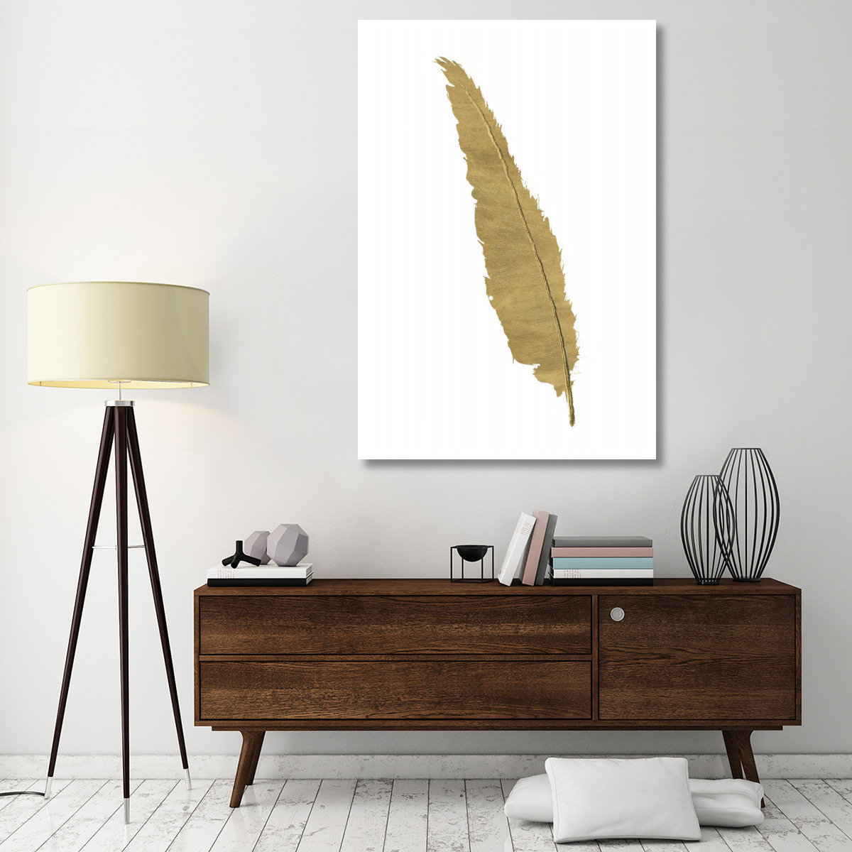 Pure Gold Feather VI -Paper Art-42&quotx62"