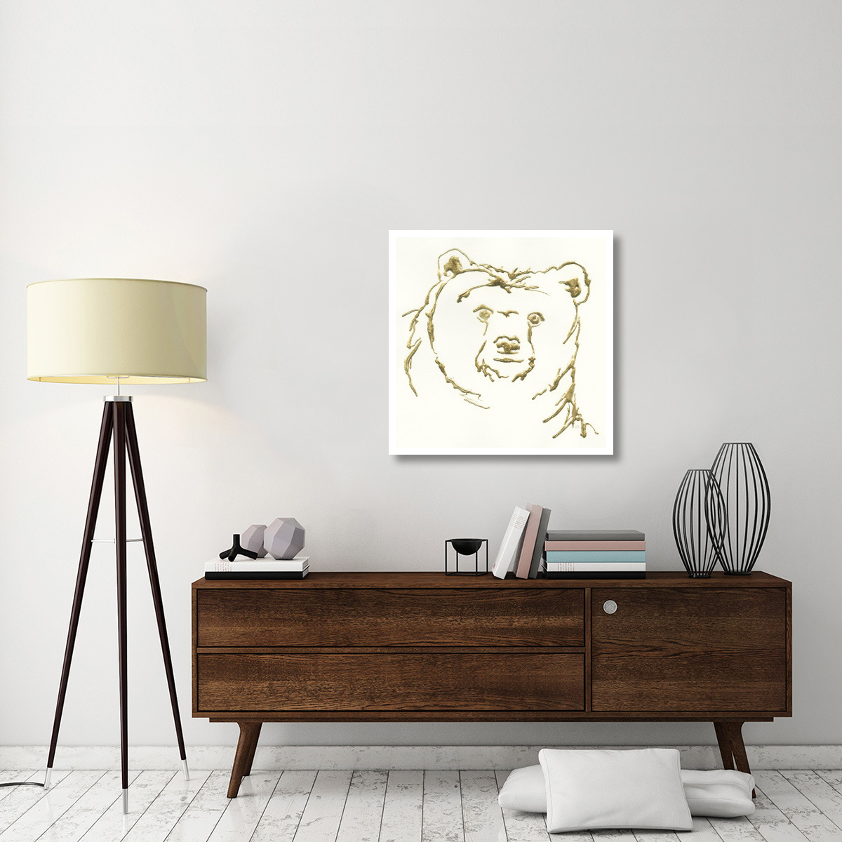 Gilded Brown Bear -Paper Art-32&quotx32"