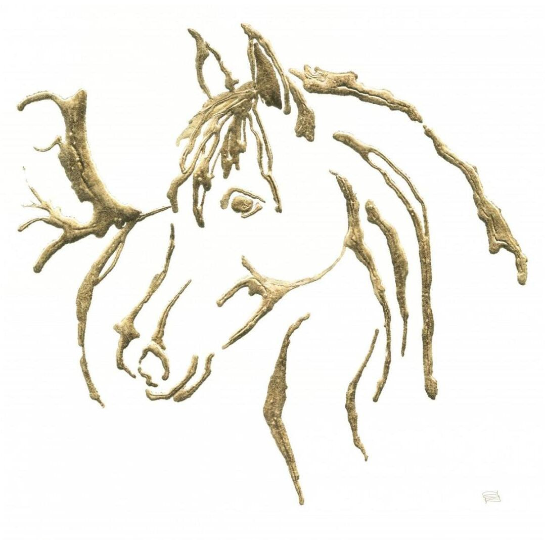 Gilded Mare on White -Paper Art-20&quotx20"