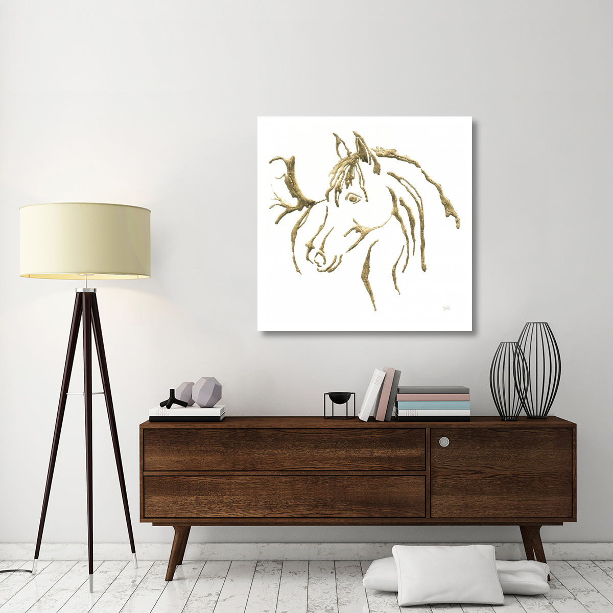 Gilded Mare on White -Paper Art-42&quotx42"