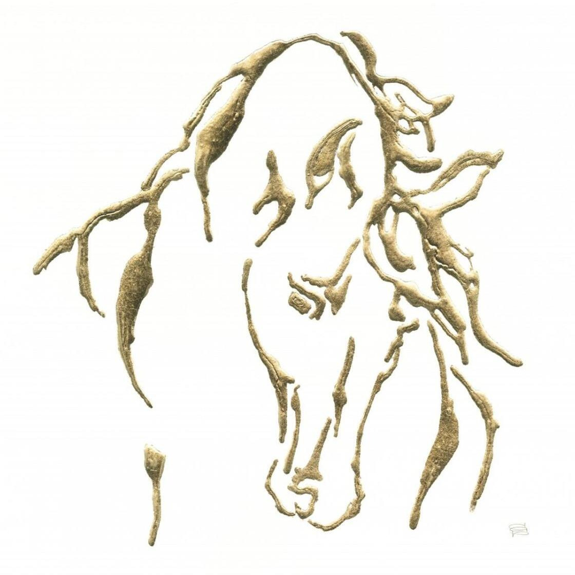 Gilded Stallion on White -Paper Art-32&quotx32"