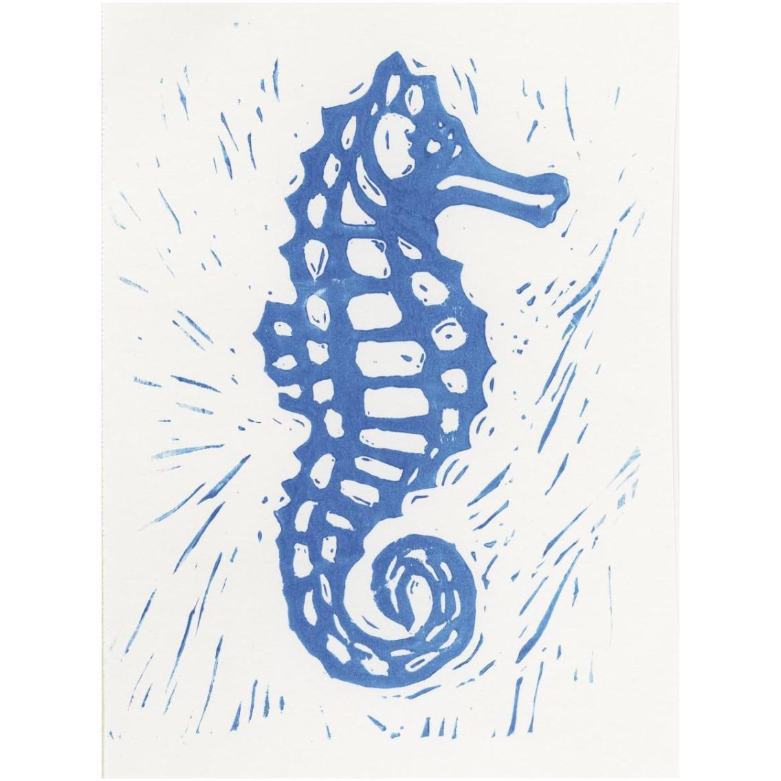 Sea Creature Seahorse Blue -Paper Art-26&quotx34"