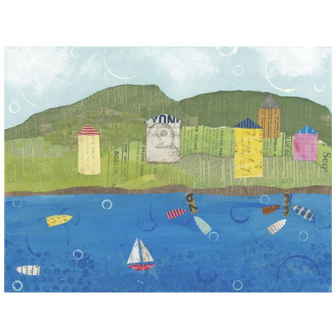 Coastal Harbor II -Paper Art-26&quotx20"