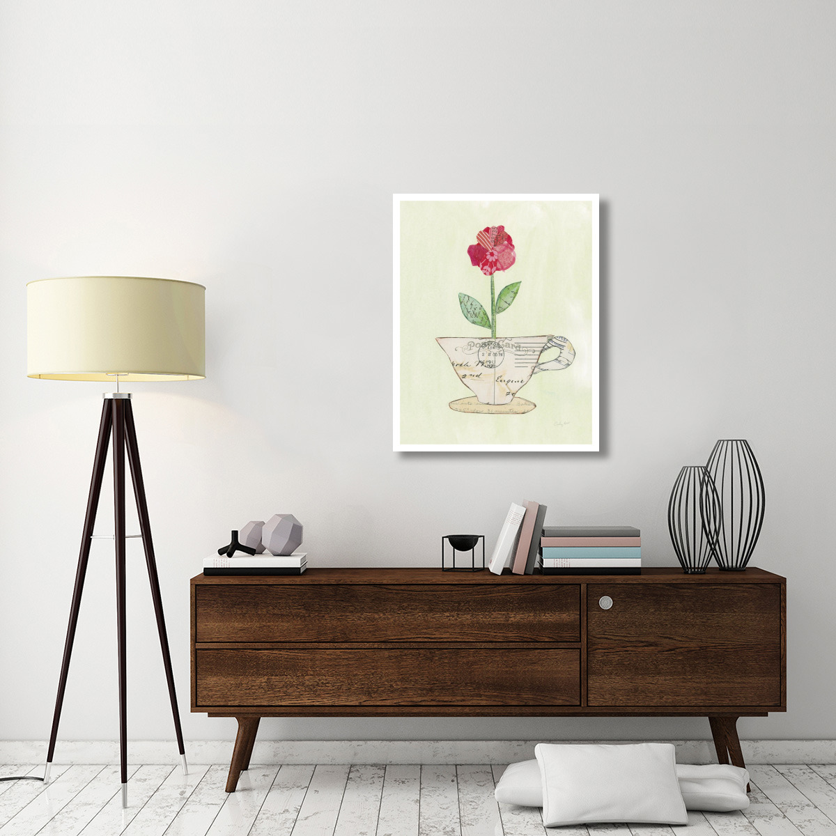 Teacup Floral I -Paper Art-30&quotx37"