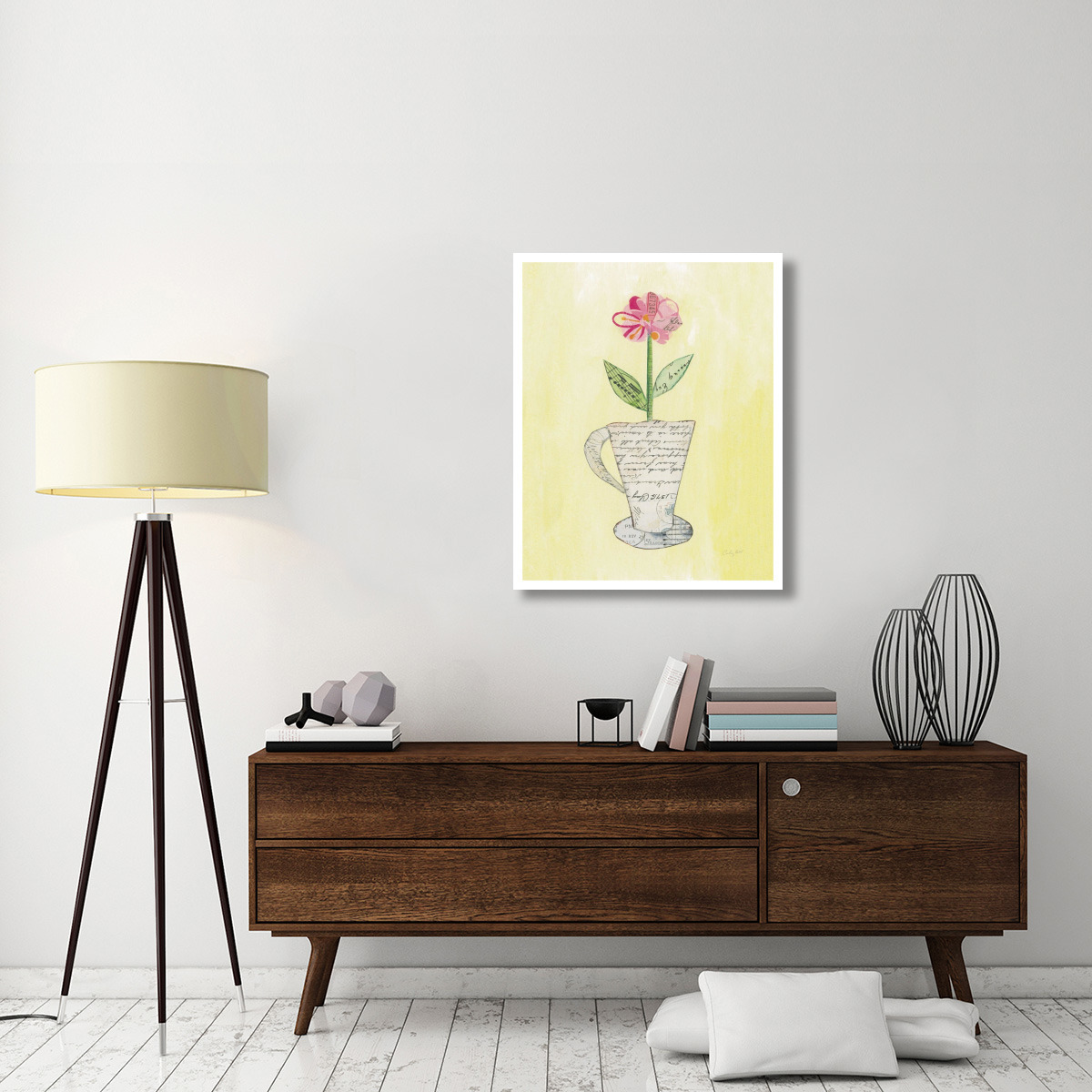 Teacup Floral II -Paper Art-30&quotx37"