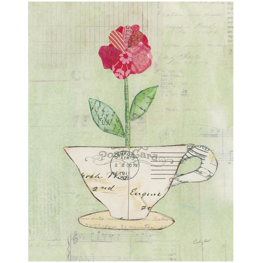 Teacup Floral I on Print -Paper Art-18&quotx22"