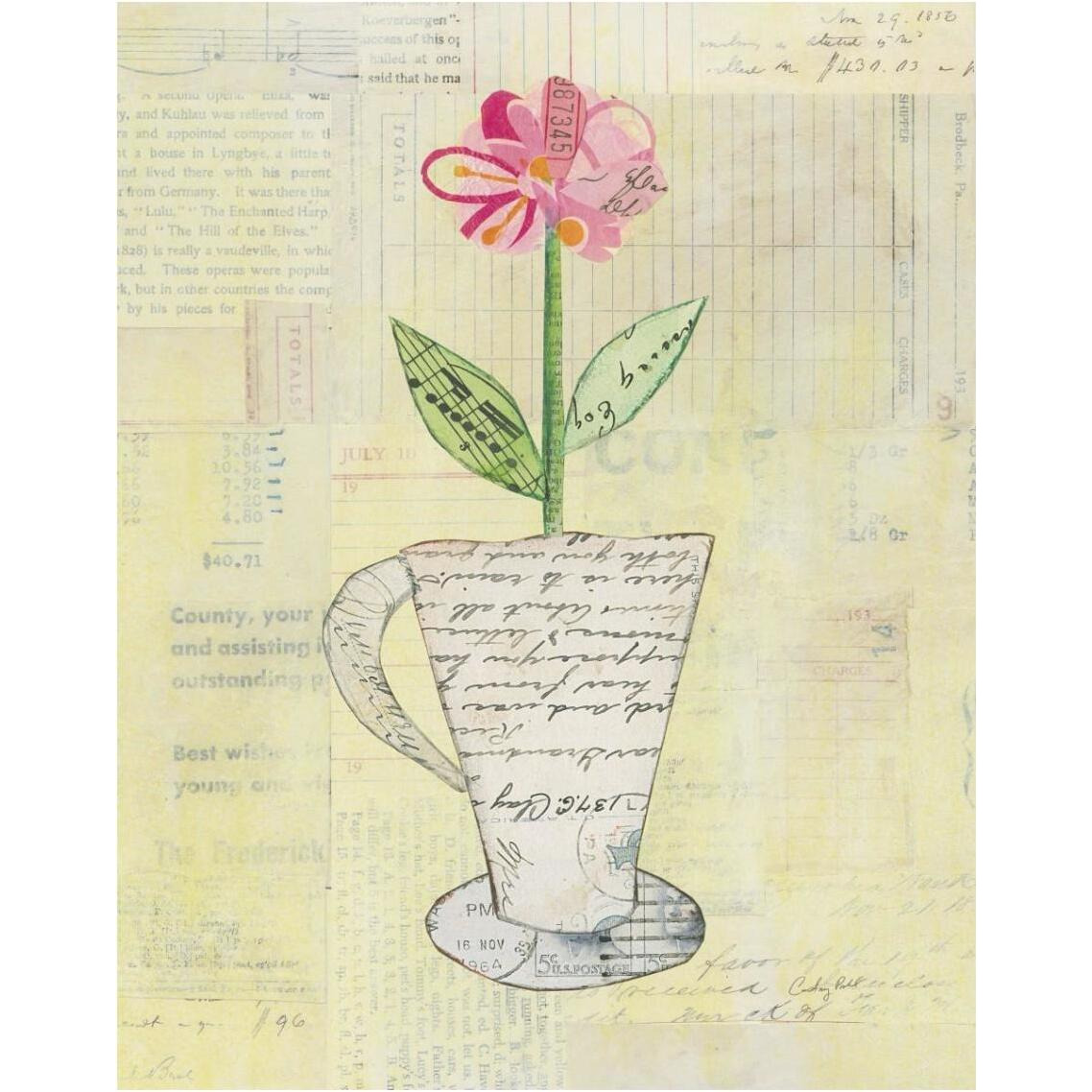 Teacup Floral II on Print -Paper Art-30&quotx37"