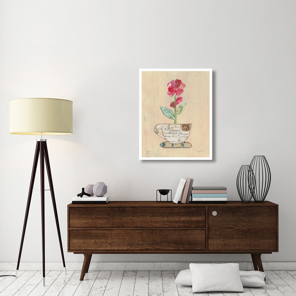 Teacup Floral IV on Print -Paper Art-30&quotx37"