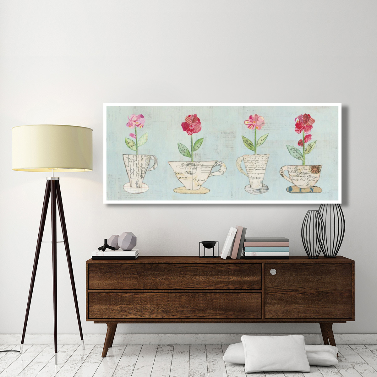 Teacup Floral V -Paper Art-77&quotx32"