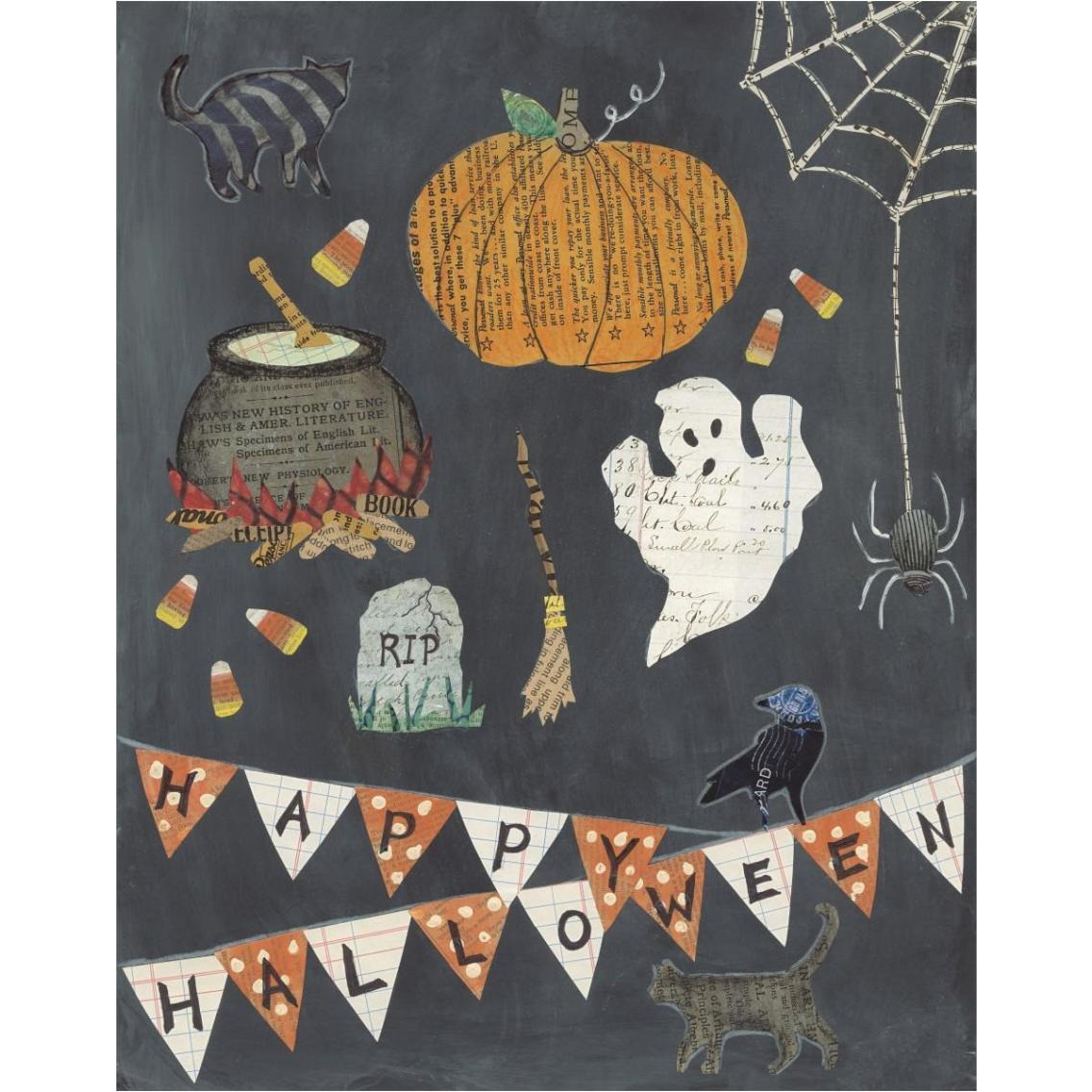 Halloween Whimsy I -Paper Art-30&quotx37"