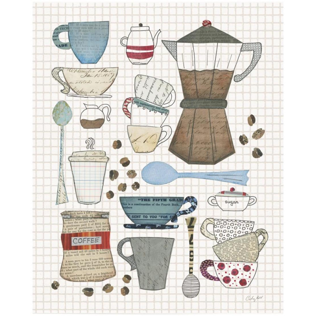 Coffee Chart I v2 Gingham -Paper Art-18&quotx22"