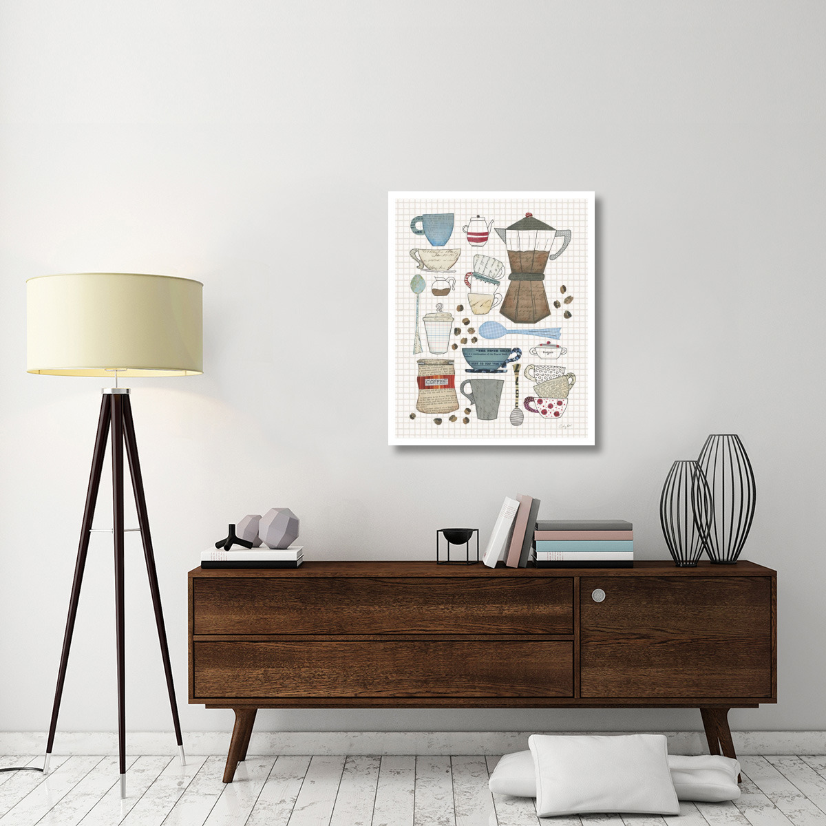 Coffee Chart I v2 Gingham -Paper Art-30&quotx37"