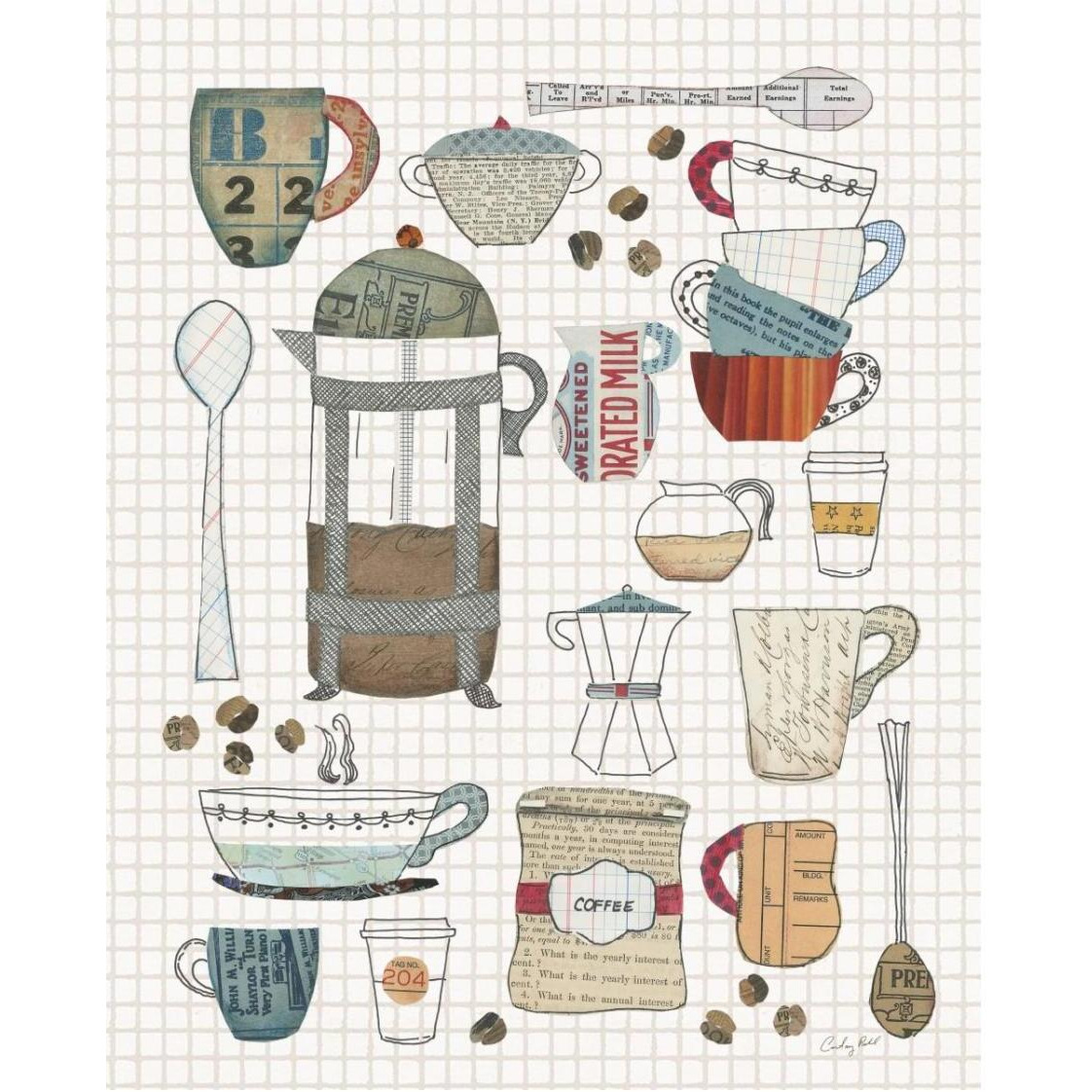 Coffee Chart II v2 Gingham -Paper Art-24&quotx30"