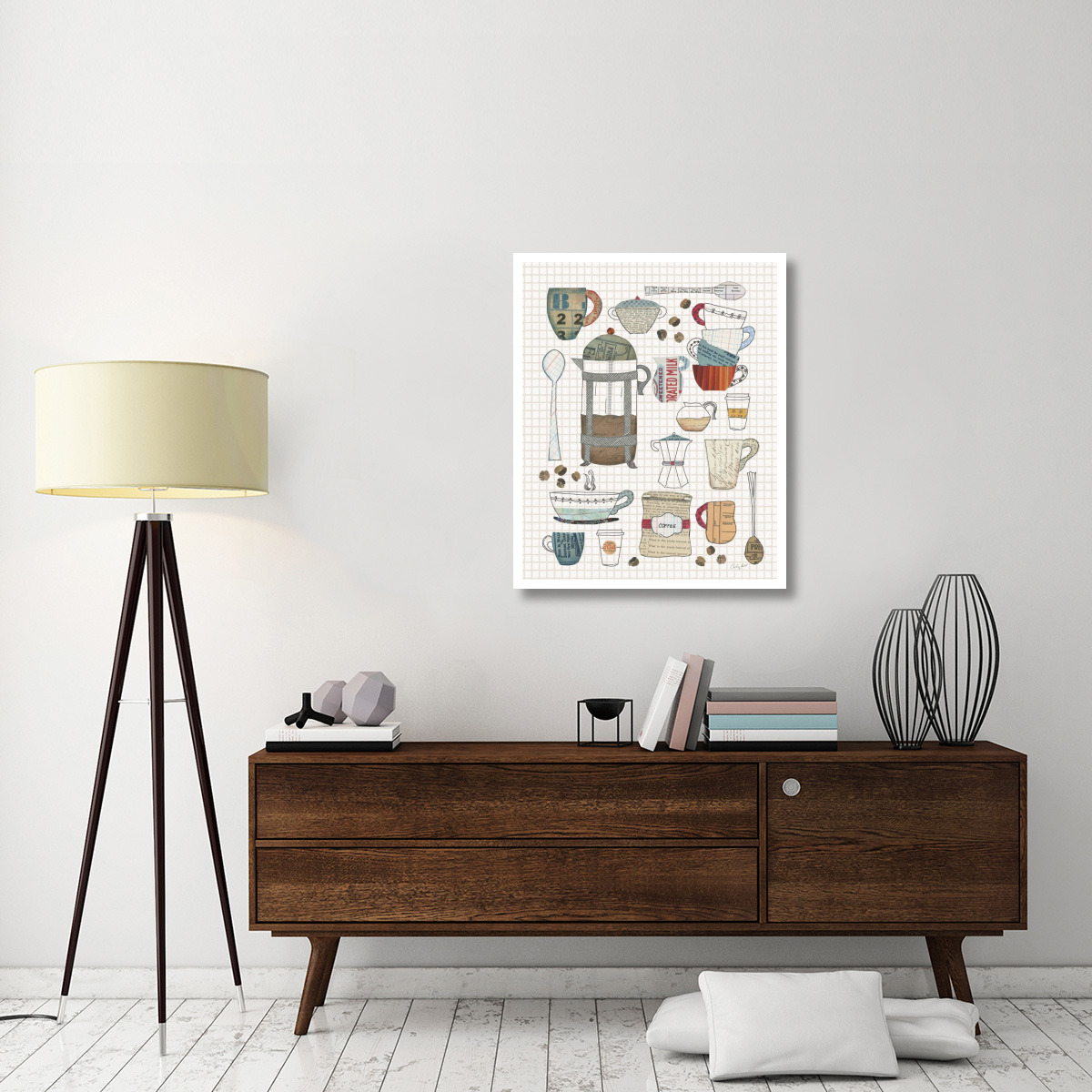 Coffee Chart II v2 Gingham -Paper Art-30&quotx37"