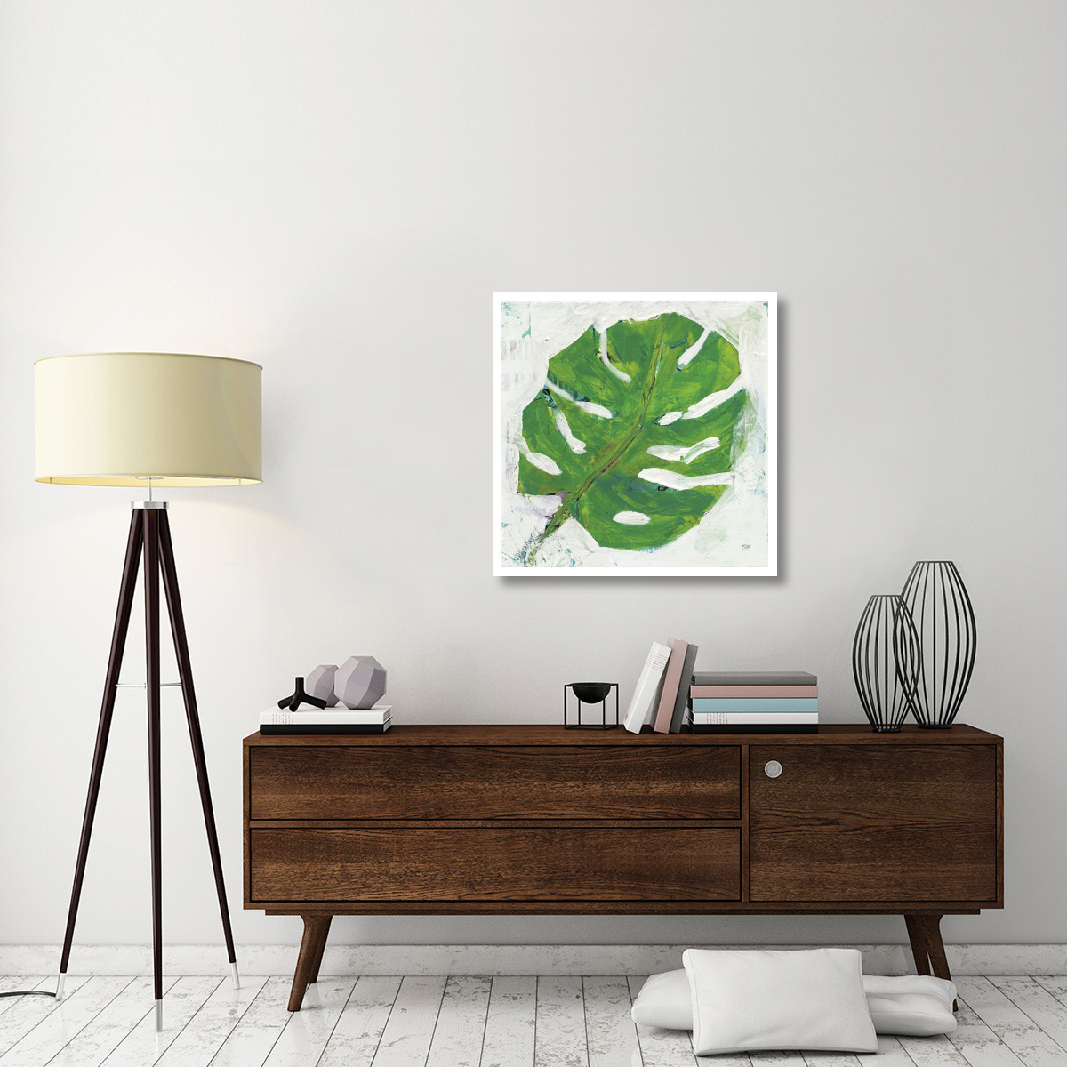 Single Leaf Play on White -Paper Art-32&quotx32"