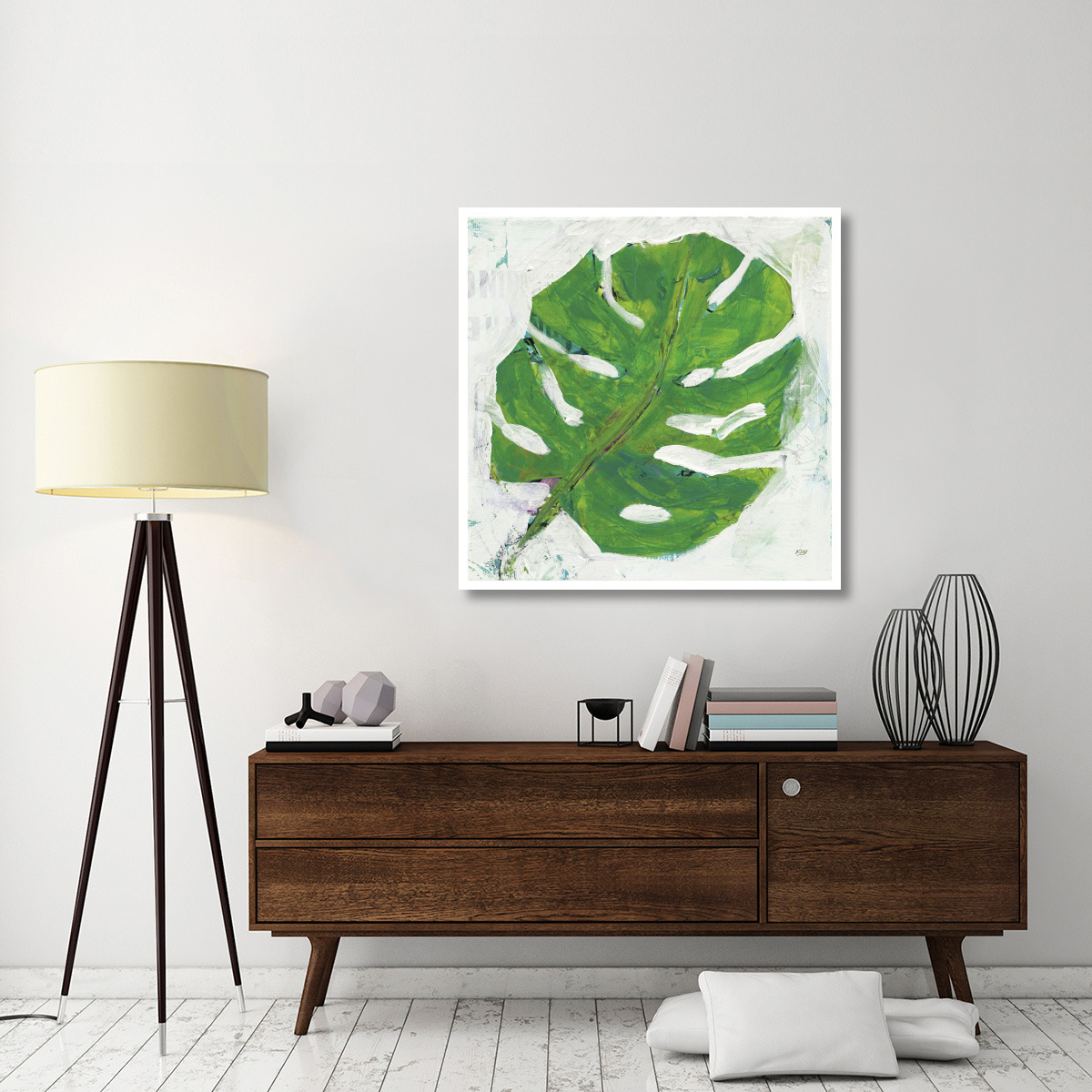 Single Leaf Play on White -Paper Art-42&quotx42"