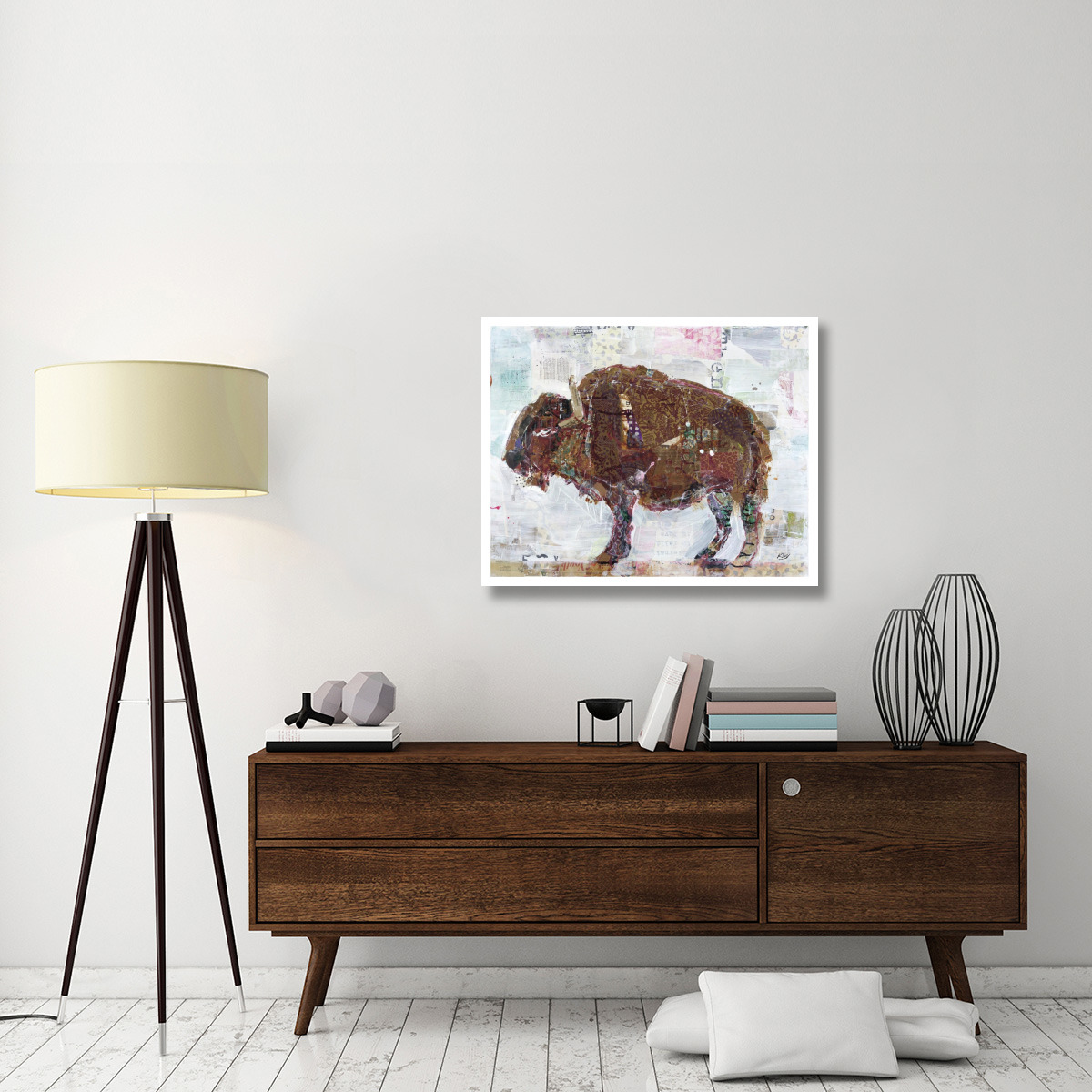 El Buffalo Brown Crop -Paper Art-37&quotx30"