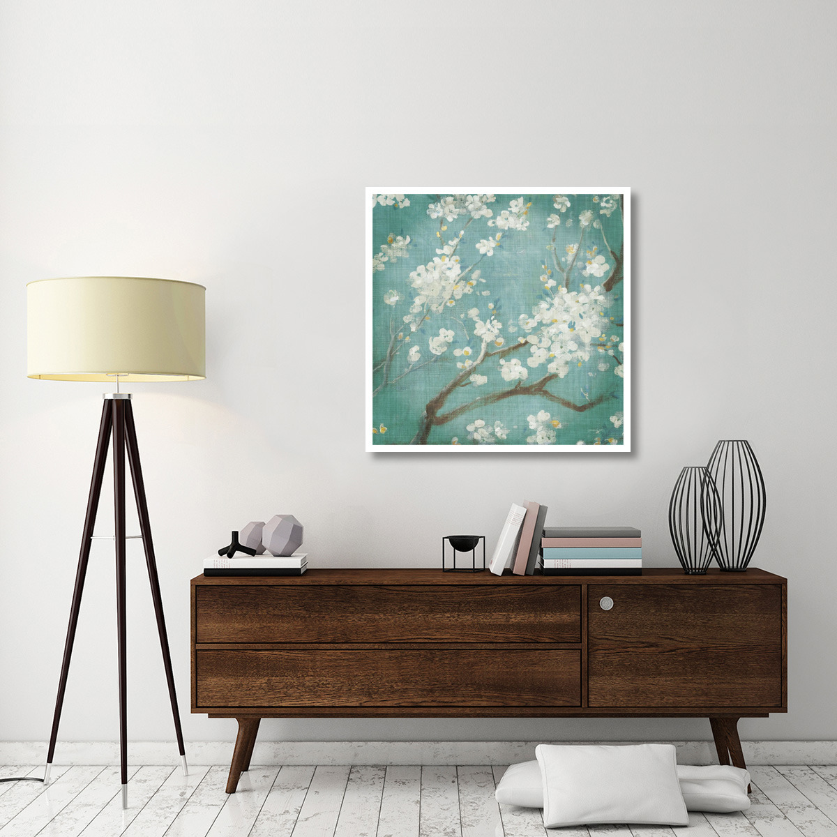 White Cherry Blossoms I Aged no Bird -Paper Art-38&quotx38"