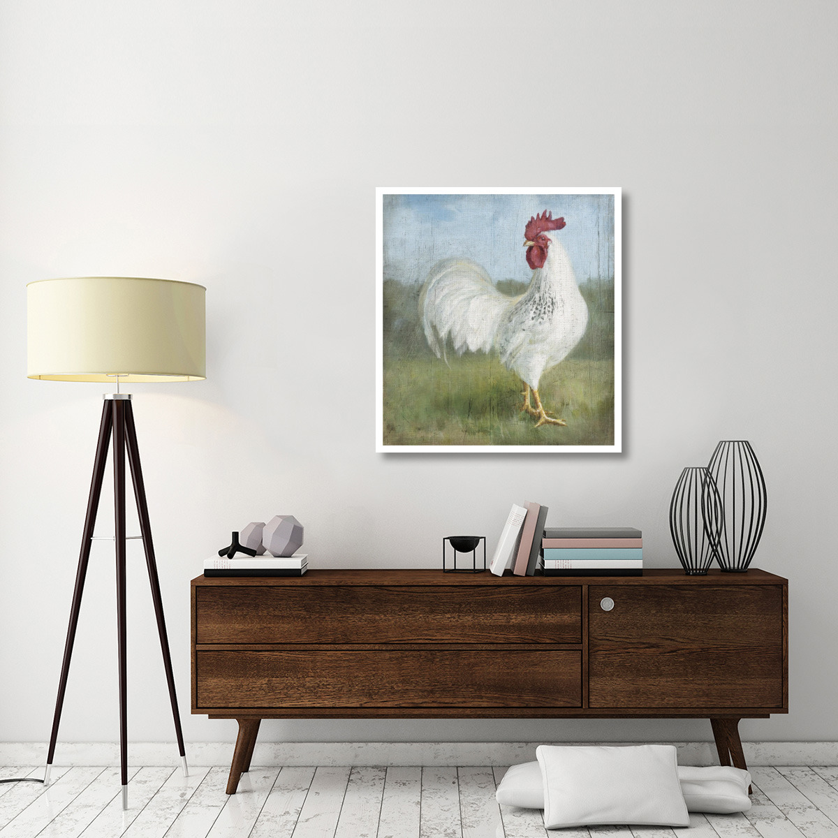 Noble Rooster I Vintage No Border -Paper Art-35.12&quotx38"