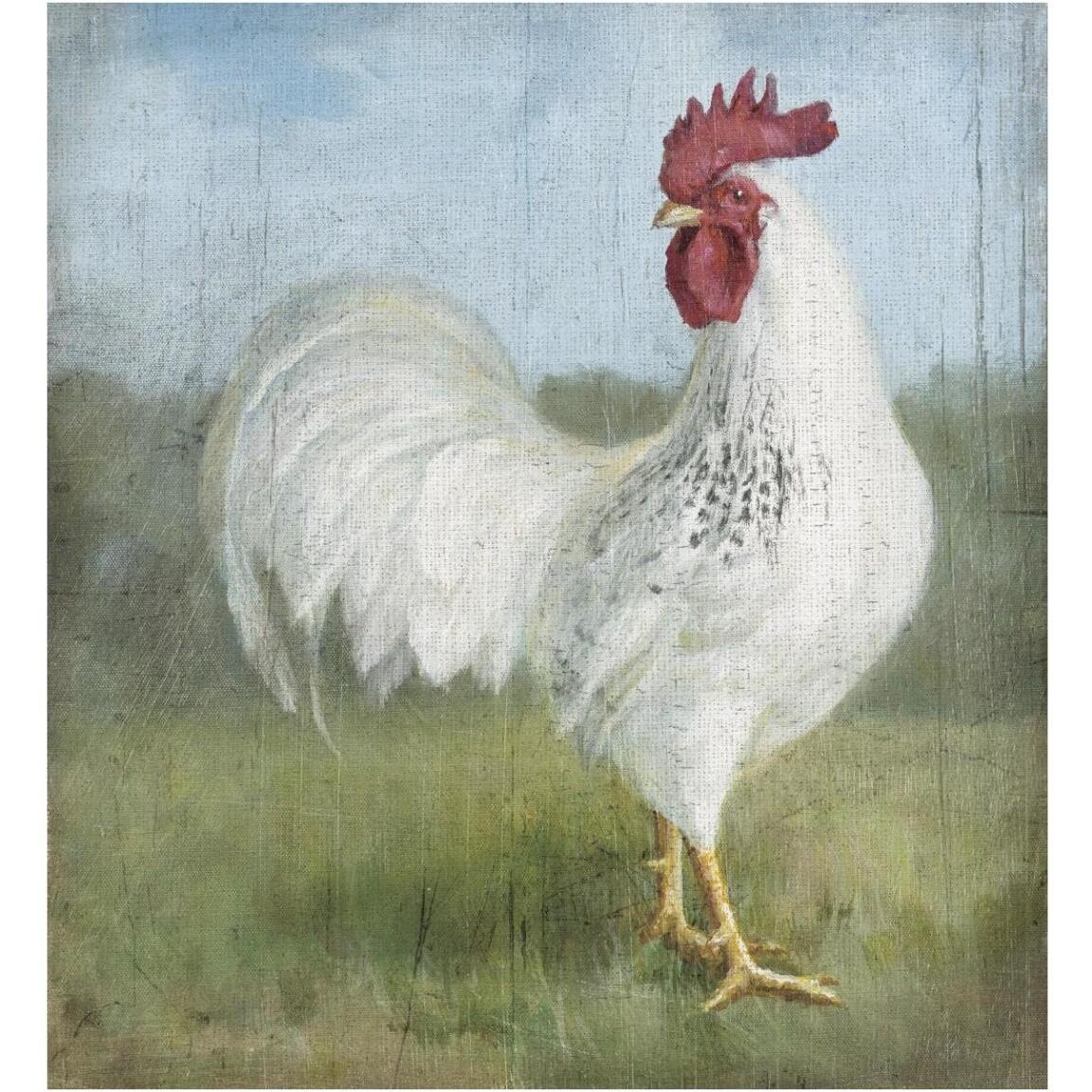 Noble Rooster I Vintage No Border -Paper Art-42.48&quotx46"