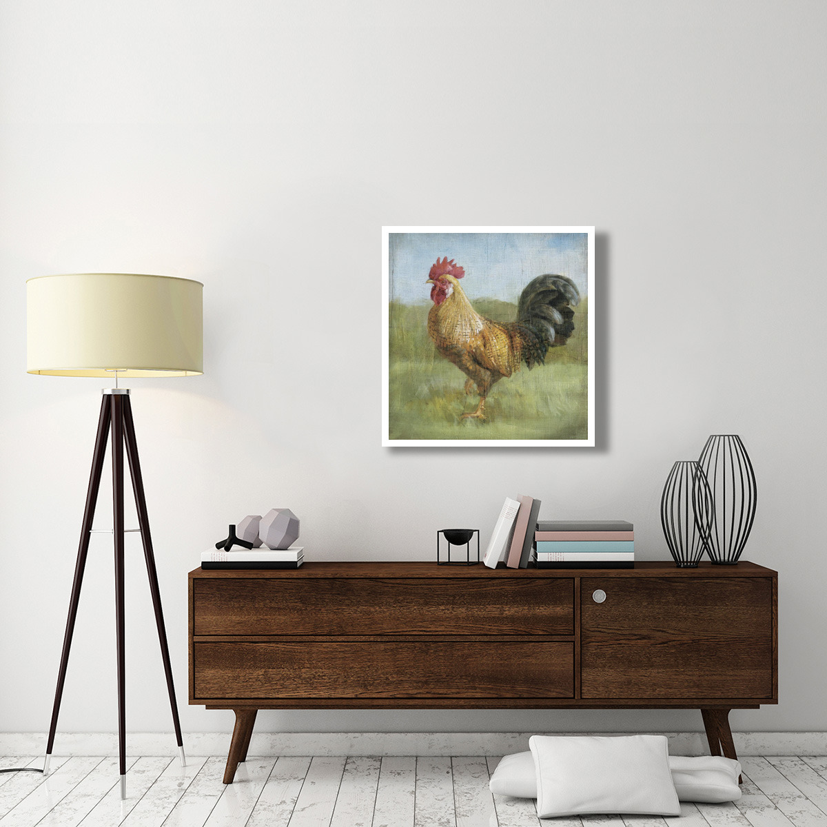 Noble Rooster II Vintage No Border -Paper Art-32&quotx32"