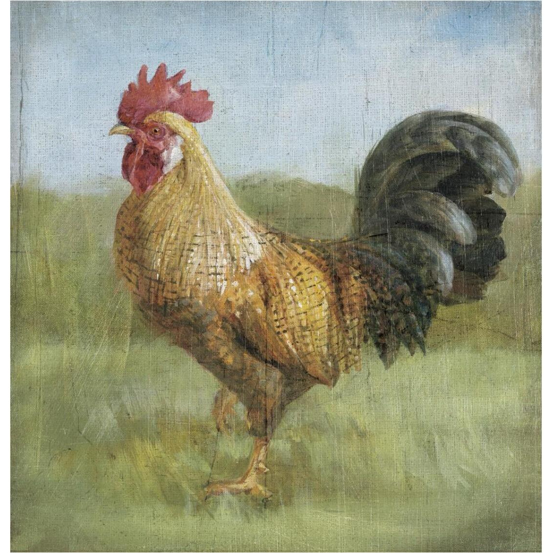 Noble Rooster II Vintage No Border -Paper Art-38&quotx38"