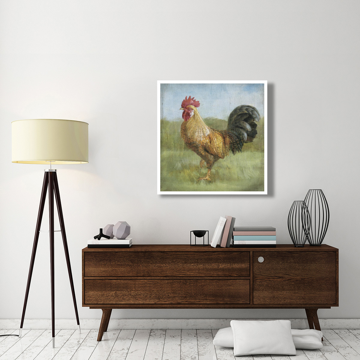 Noble Rooster II Vintage No Border -Paper Art-38&quotx38"