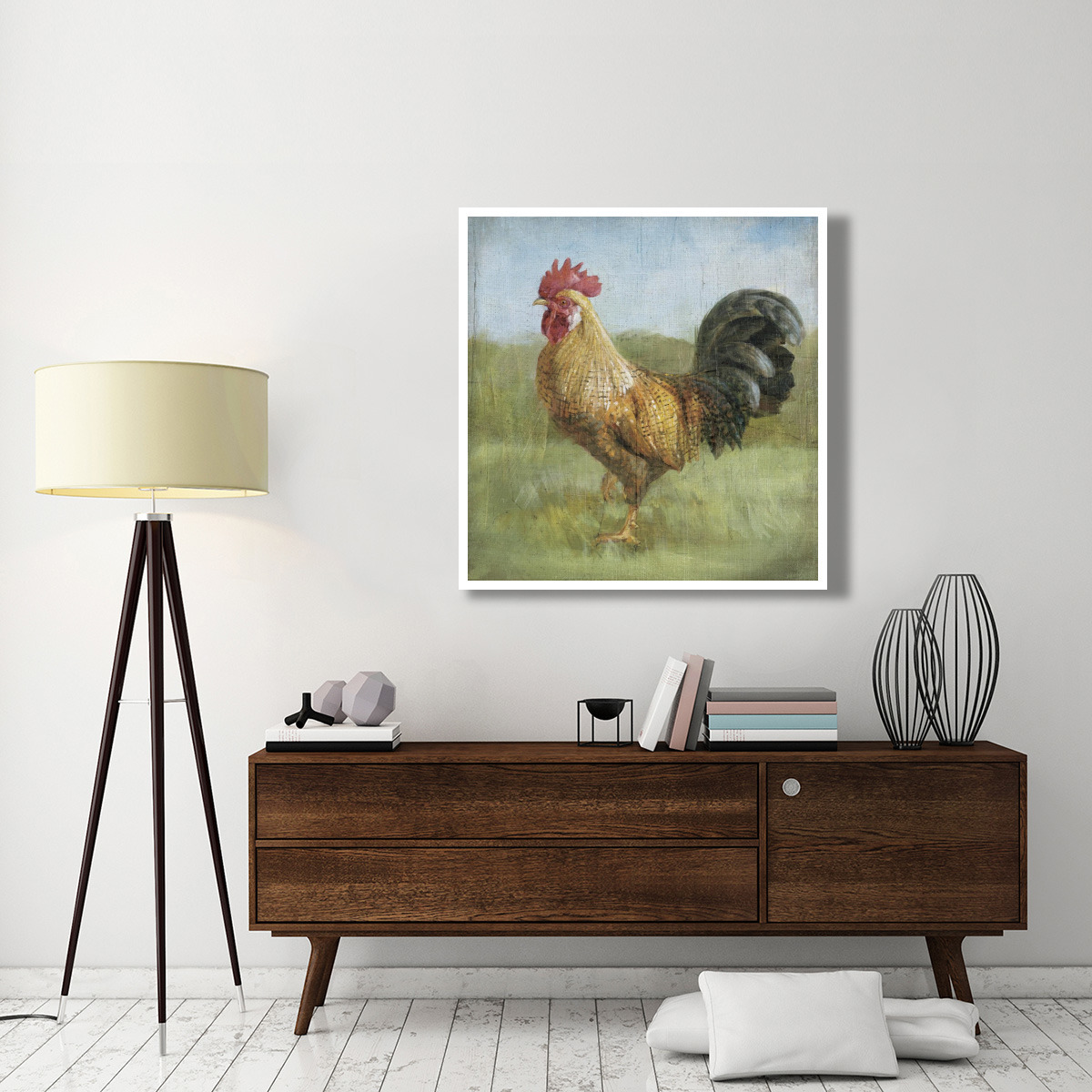 Noble Rooster II Vintage No Border -Paper Art-42&quotx42"