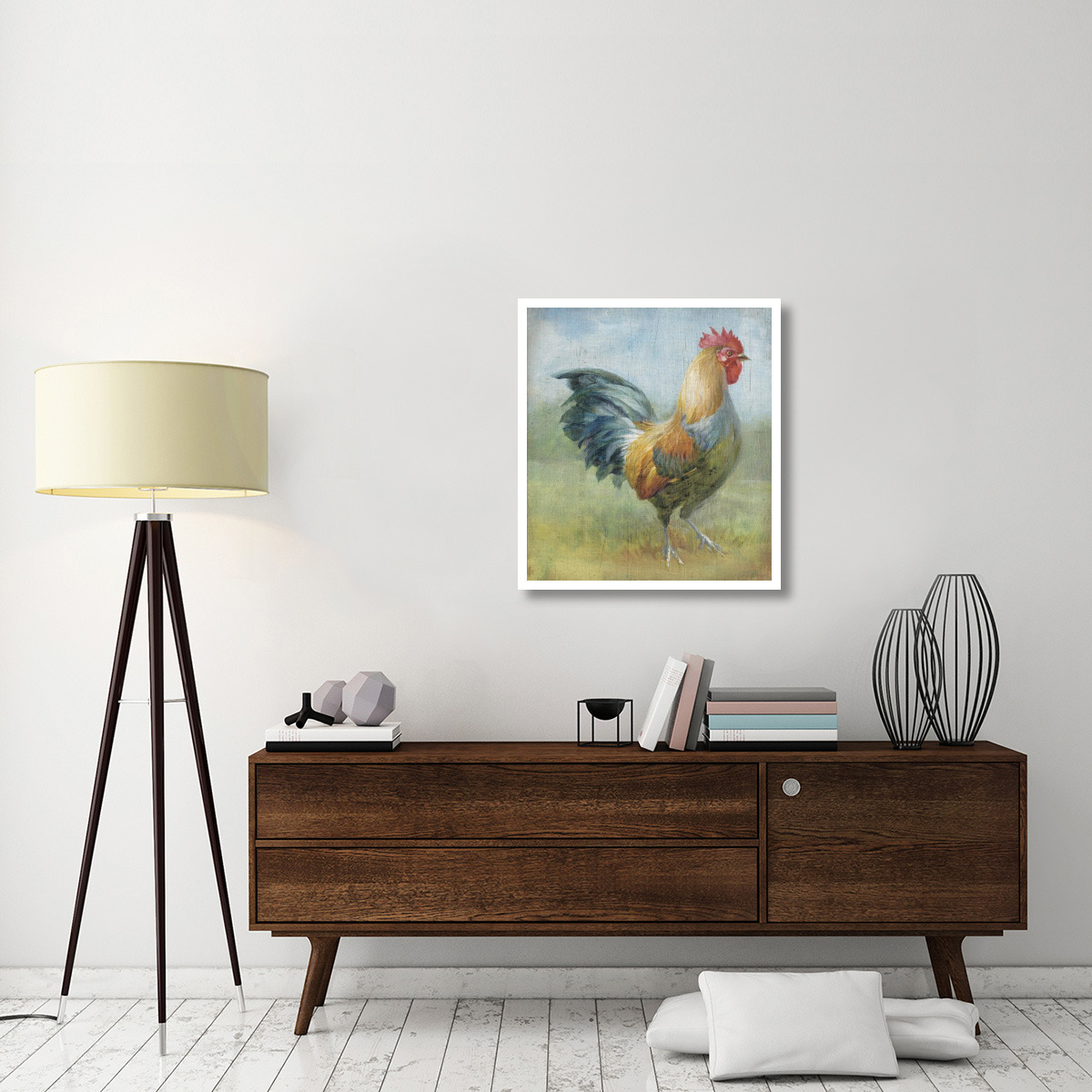 Noble Rooster III Vintage No Border -Paper Art-29&quotx32"