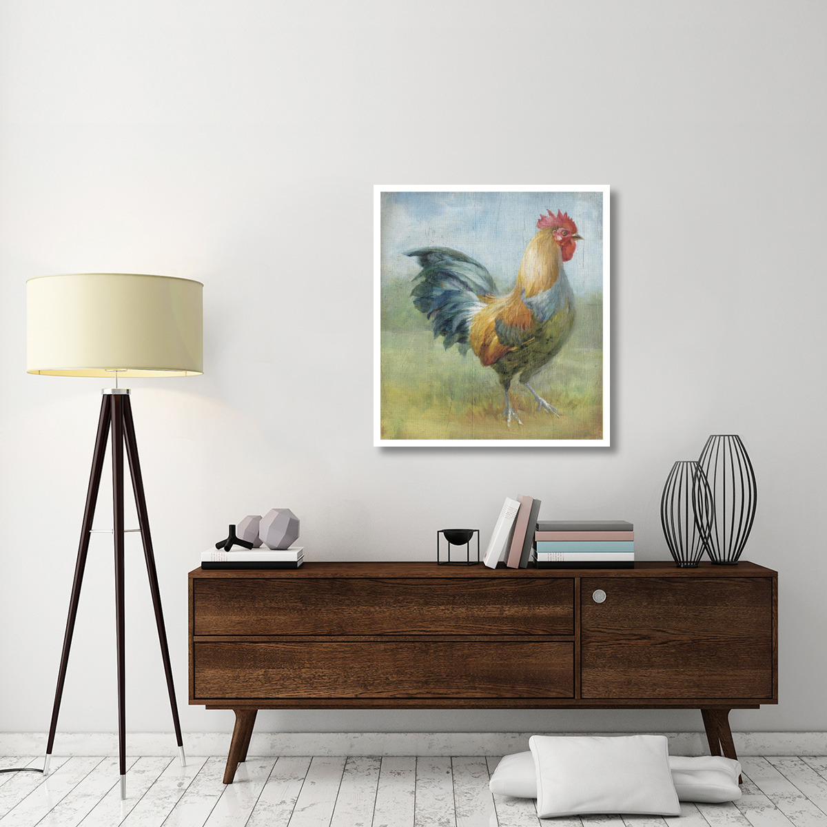 Noble Rooster III Vintage No Border -Paper Art-34.4&quotx38"