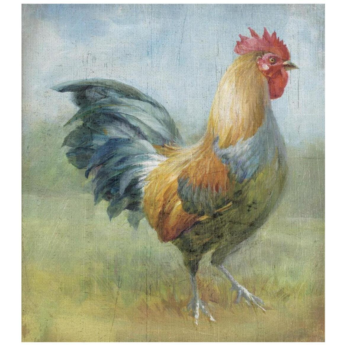 Noble Rooster III Vintage No Border -Paper Art-38&quotx42"