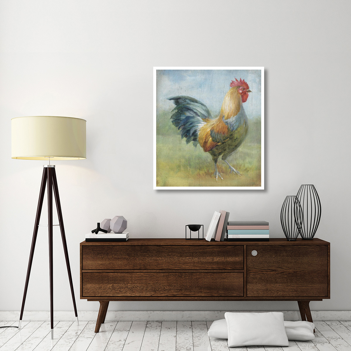 Noble Rooster III Vintage No Border -Paper Art-38&quotx42"